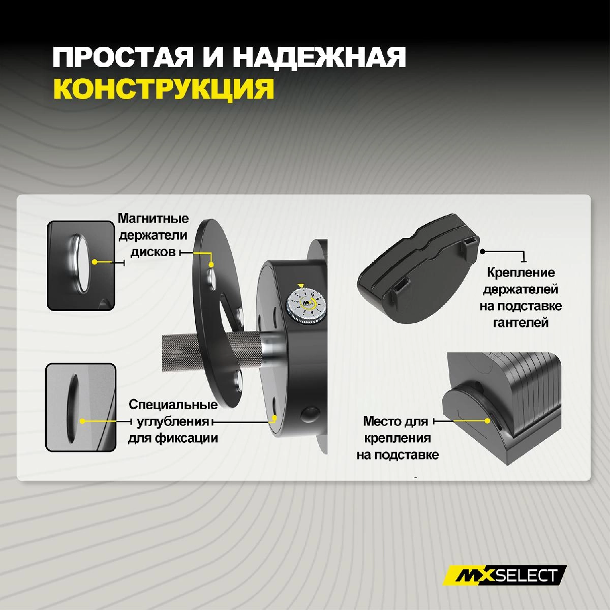 Веса дополнительные для гантелей MX Select, 0.57 кг, 4 шт с держателем
